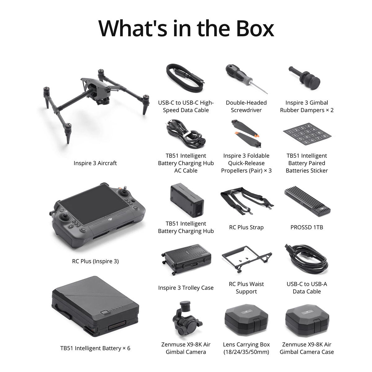 DJI Inspire 3 Standard Combo (DJI RC Plus) T740 Camera Drone (6 Batteries)