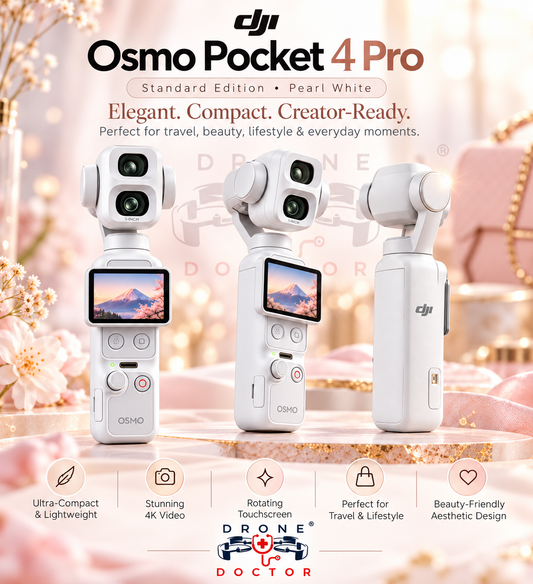 DJI Osmo Pocket 4P – Pearl White 📸 | Standard Edition 🌸 | 🔥 EXCLUSIVE PRE-SALE! 🎀