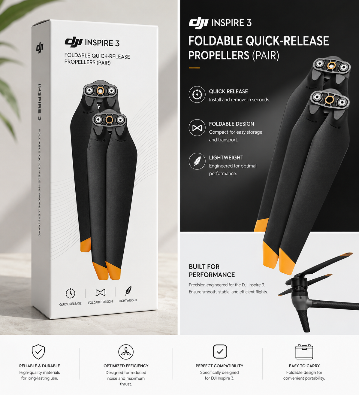 DJI Inspire 3 OEM Foldable Quick-Release Propellers — Pair