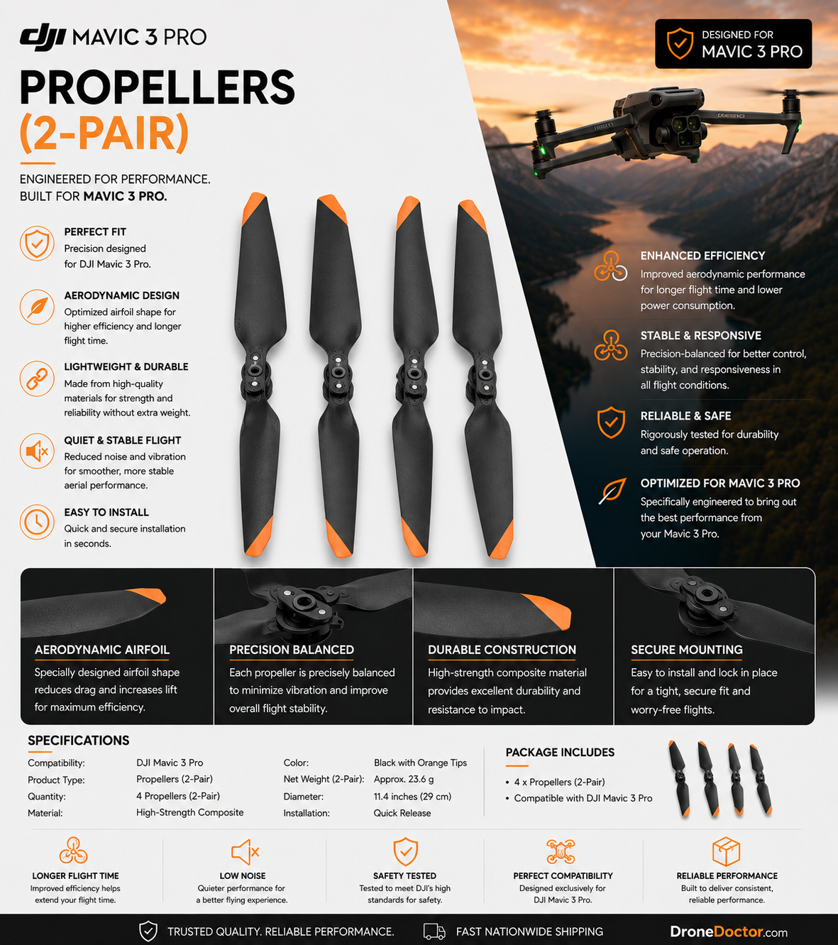 DJI Mavic 3 Pro Propellers – 2-Pair / Complete Set of 4