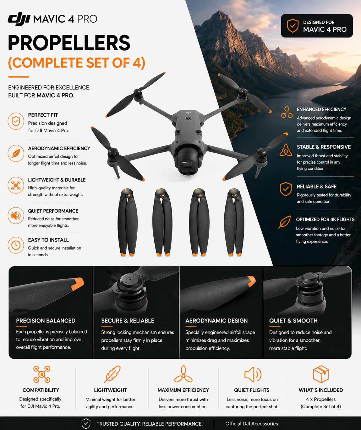 Hélices DJI OEM Mavic 4 Pro (juego completo de 4)